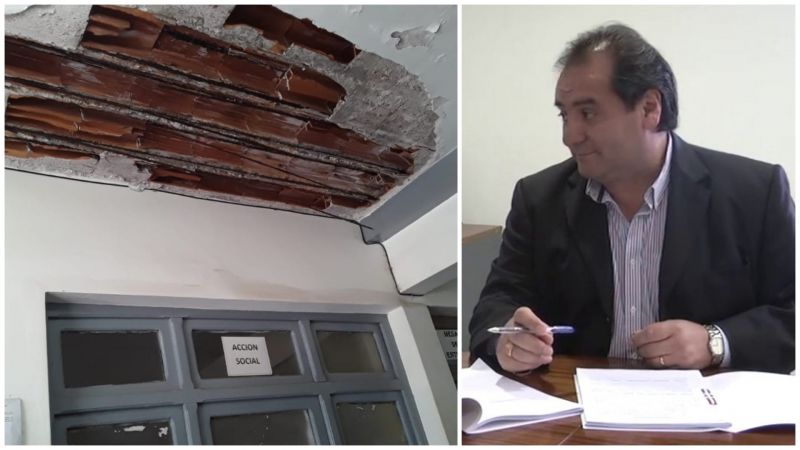 Se cayó parte del techo de la Muni de Quebrachal: "El intendente ni siquiera apareció"