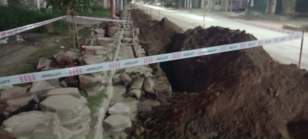 Robo de adoquines en avenida San Martín
