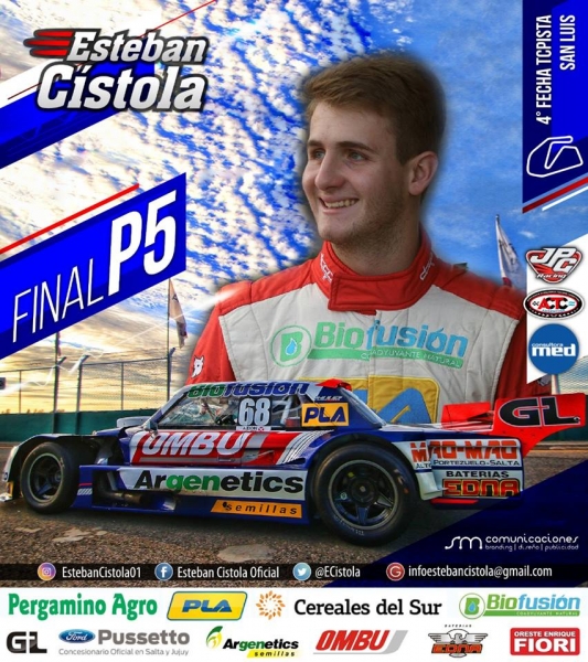 Esteban Cístola finalizó en el Top Five del Tc Pista en San Luis