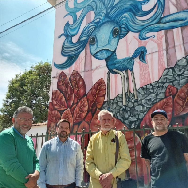Plan de Murales: el artista Miro Barraza visitó las obras que se llevan adelante en Parque Belgrano