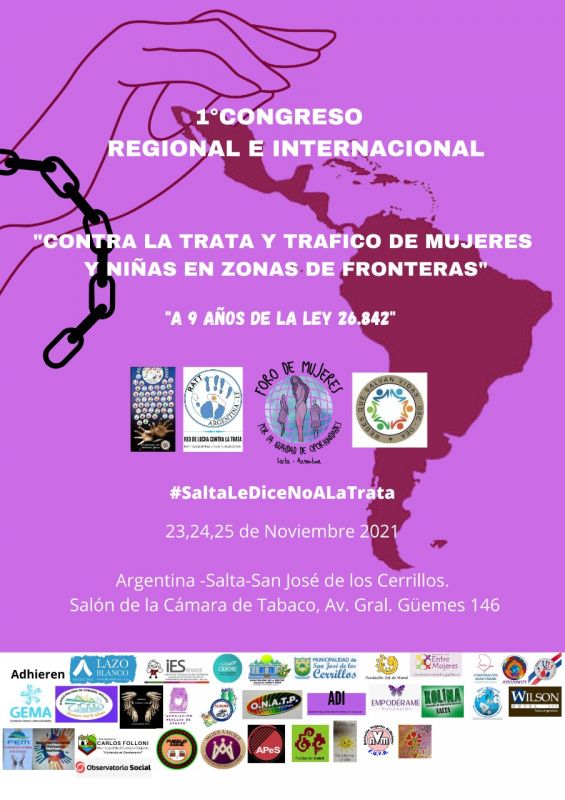 Se realizará en Salta el 1er Congreso Regional e Internacional contra la trata