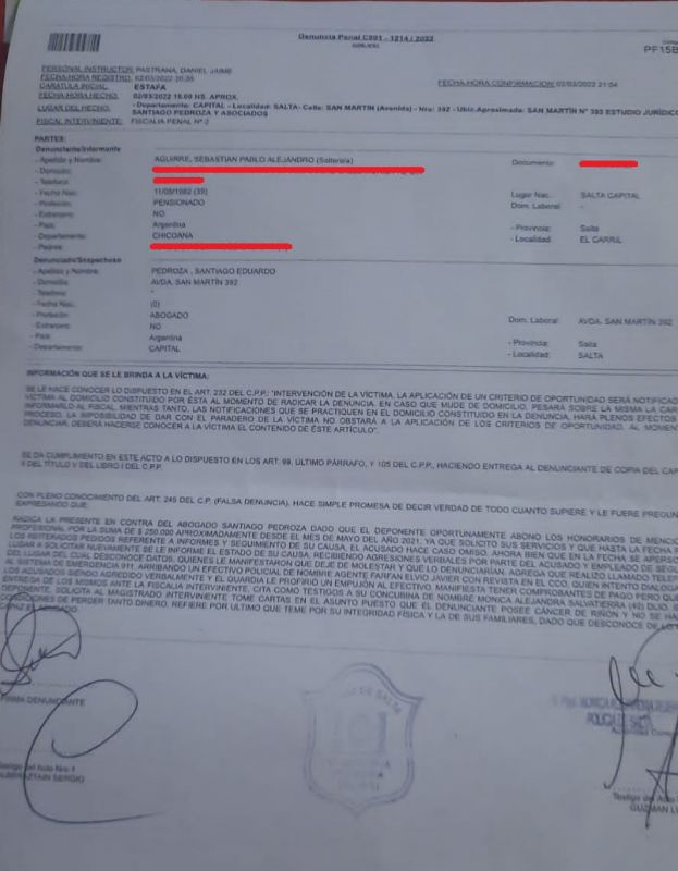Pedroza sigue sumando denuncias por estafas