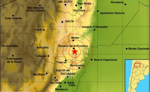 Hora: local 04h 03m 37s Volvió a temblar Salta y nuevamente el epicentro fue Rosario De La Frontera.