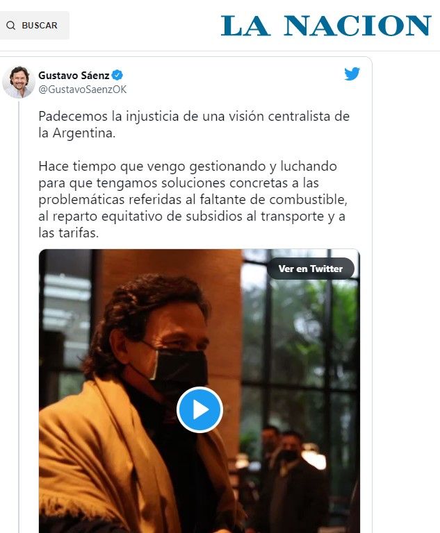 Sáenz estalló por la falta de gasoil, tituló el diario La Nación