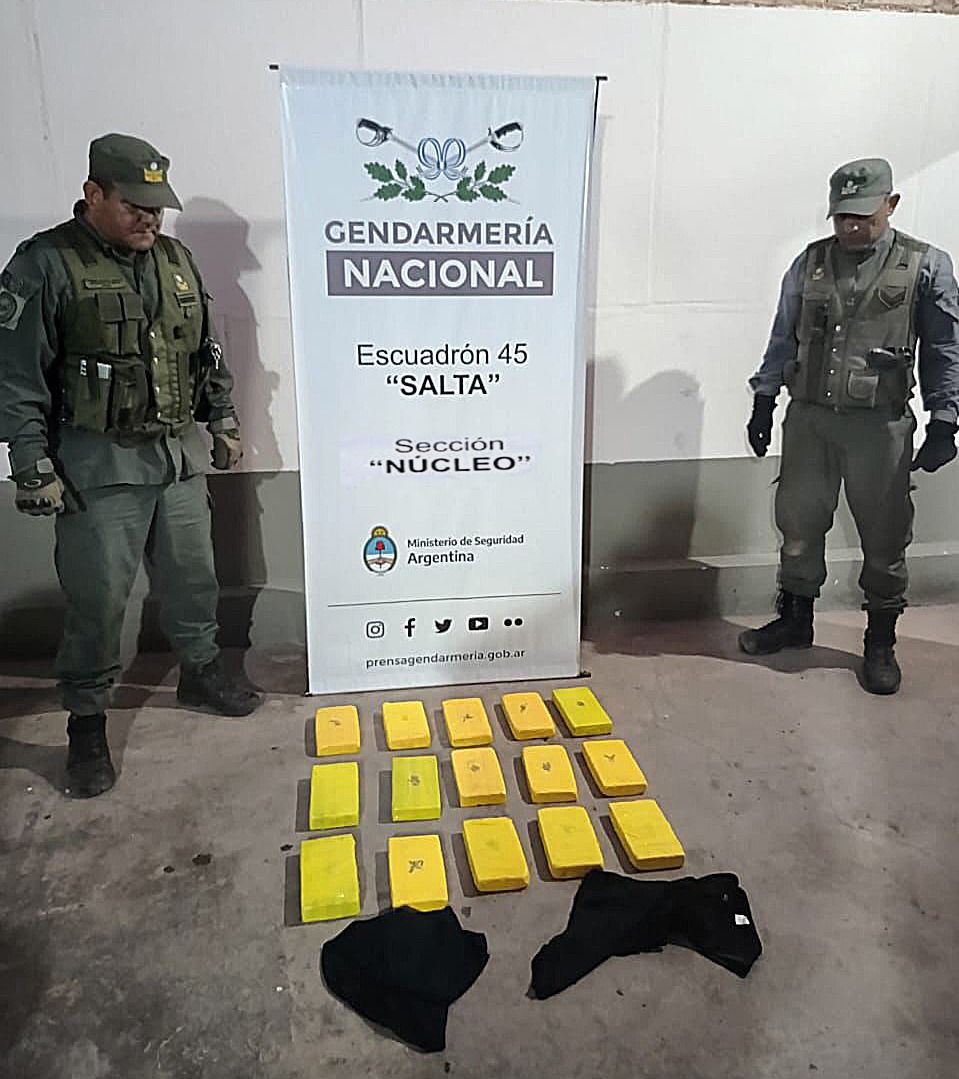 Gendarmería Nacional secuestró 25 kilos de cocaína