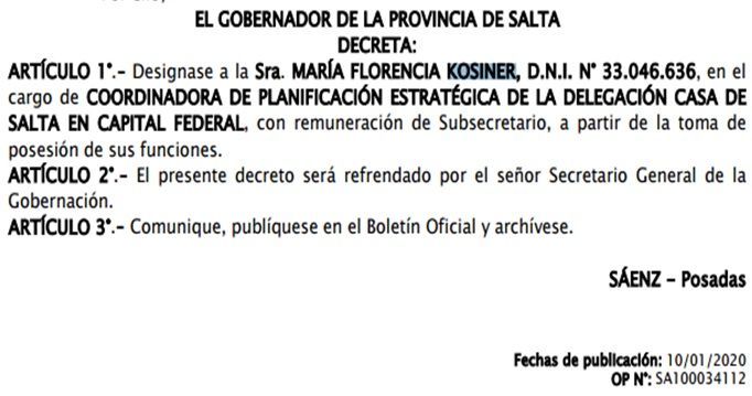 Cataratas de nombramiento en el Gobierno Provincial