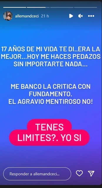 Cecilia Allemand enojada con ¿Matus?