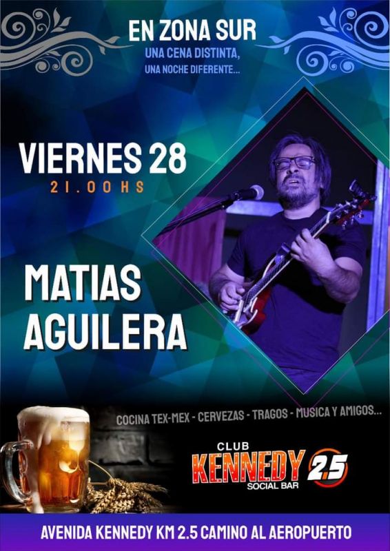 Matías Aguilera se presentará esta noche en Club Kennedy
