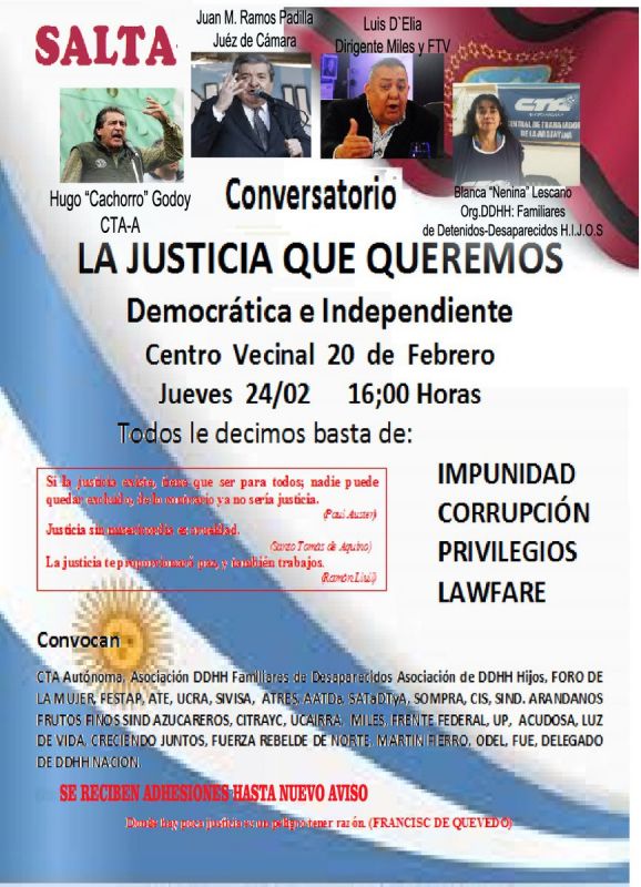 “La Justicia que Queremos”, conversatorio de la CTA