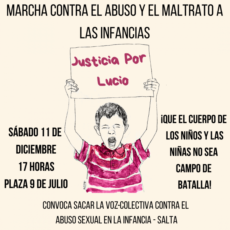 Marcharán en Salta contra el abuso y el maltrato a las infancias