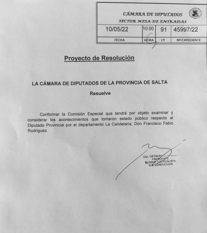 La Cámara de Diputados solicitó la conformación comisión especial para investigar a Rodríguez