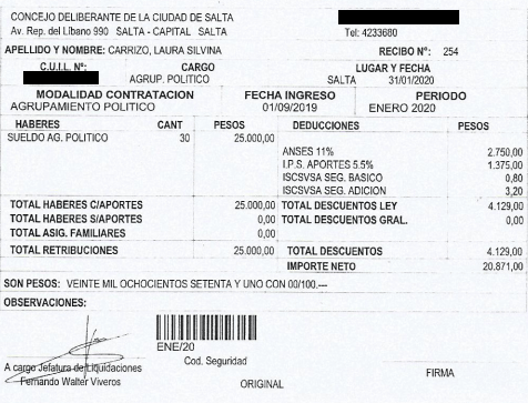 Laura García tiene como asesora a su hija, pero no vive en Salta Capital