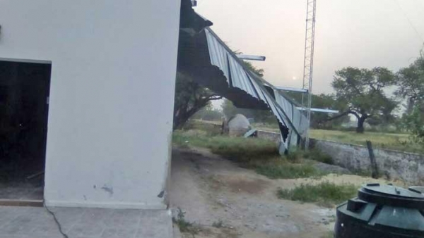 Un vendaval se llevó el techo de la capilla San Cayetano en Malbrán