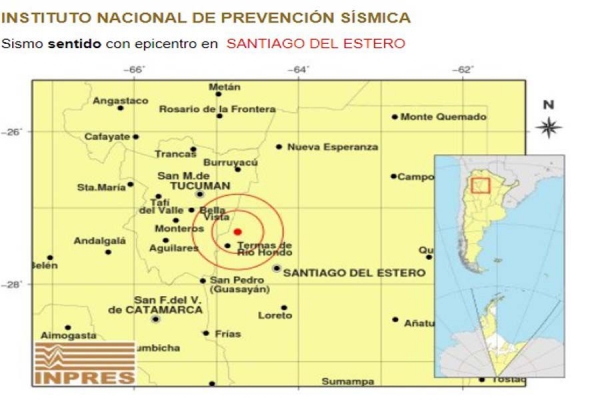 Un sismo de 3.6 sacudió a Las Termas de Río Hondo en la madrugada de hoy