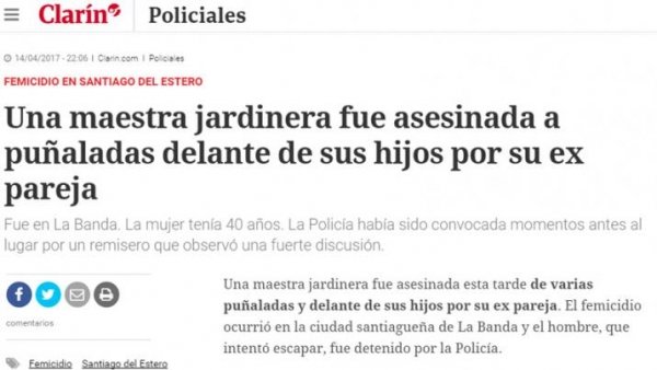 Diarios de todo el país reflejan la muerte de la maestra jardinera.