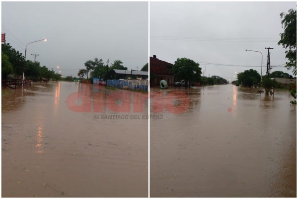 Campo Gallo: hasta el momento cayeron 125 mm de lluvia y hay calles anegadas