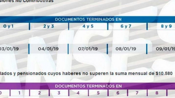 La Anses dio a conocer las fechas de pago a jubilados, pensionados y asignaciones de enero de 2019