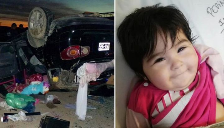 Inexplicable: volcaron en la ruta, la beba salió despedida y la hallaron ilesa y sonriendo