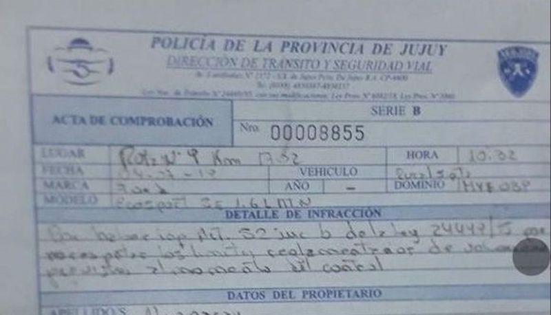Salteño denunció que fue multado en forma arbitraria en la puna jujeña y cargó contra la Policía