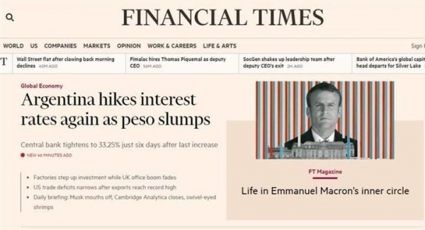 La devaluación del peso llegó al Financial Times