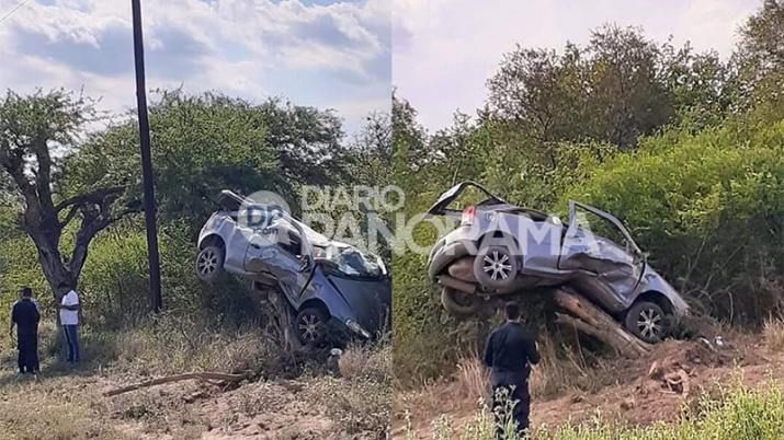 Un hombre perdió la vida en un violento vuelco: el auto terminó arriba de un árbol