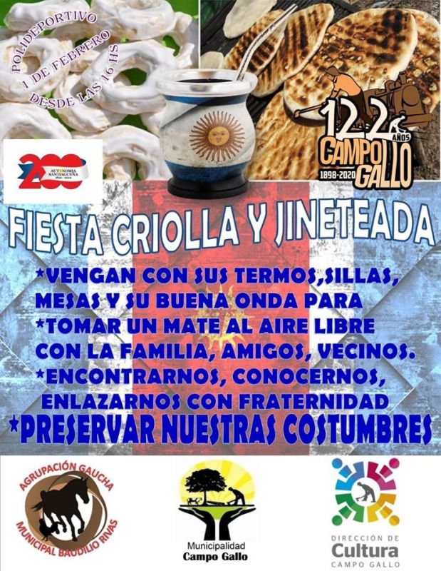 Continúan hoy las actividades por el Aniversario 122° Campo Gallo.