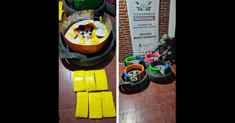 Monte Quemado: Gendarmería decomisó droga escondida en neumáticos.