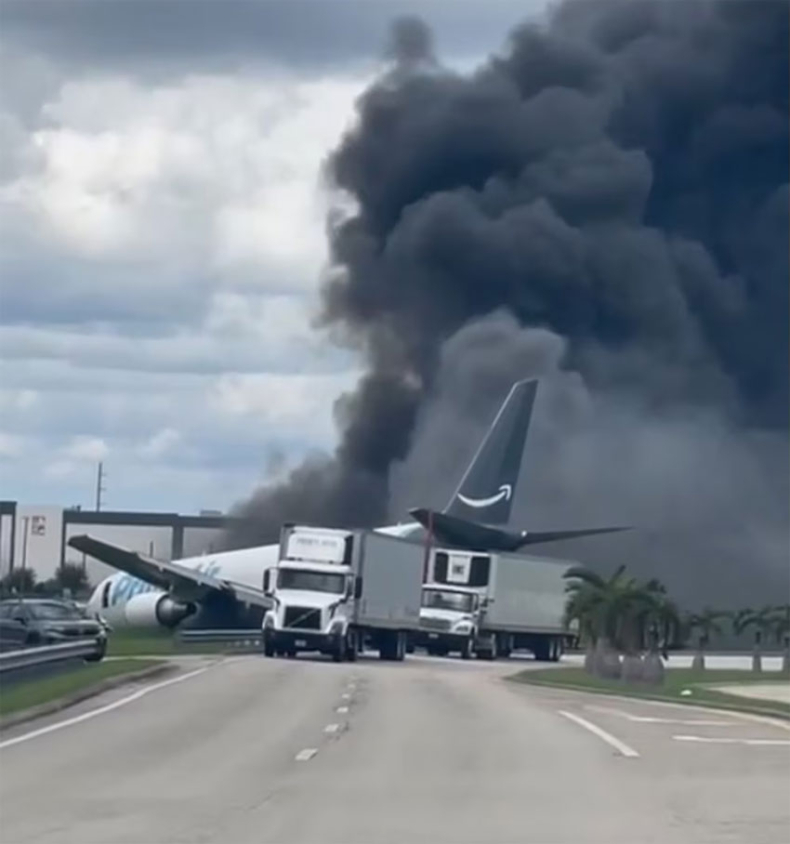 Un avión de carga se estrelló cerca del aeropuerto de Miami.