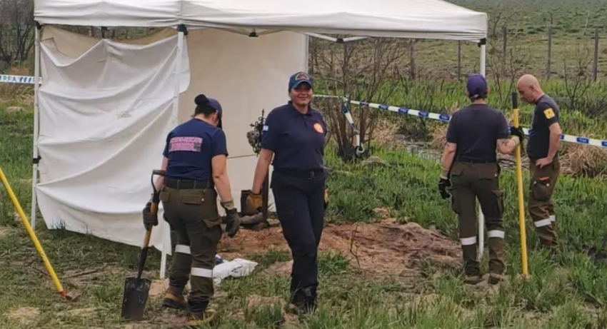 La Justicia excavó en el sepulcro indicado por los padres de Loan