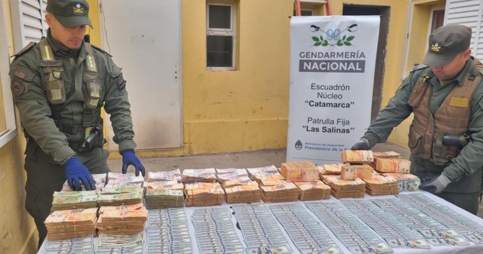 Gendarmería decomisa más de 39 millones de pesos y 27 mil dólares sin aval legal.