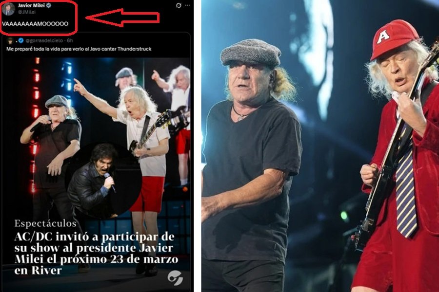 Milei creyó que AC/DC lo había invitado a cantar en River: era una fake.