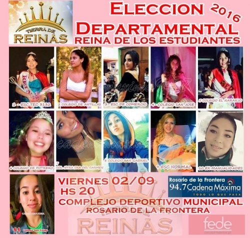 ESTE VIERNES ELIGEN A LA REINA DEPARTAMENTAL DE LOS ESTUDIANTES