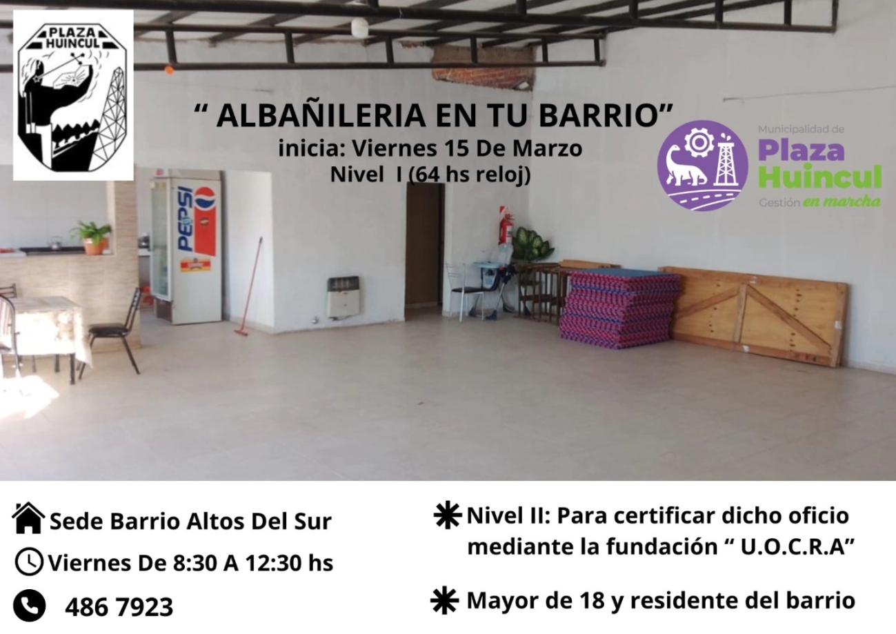 Talleres de oficios en los barrios de Plaza Huincul