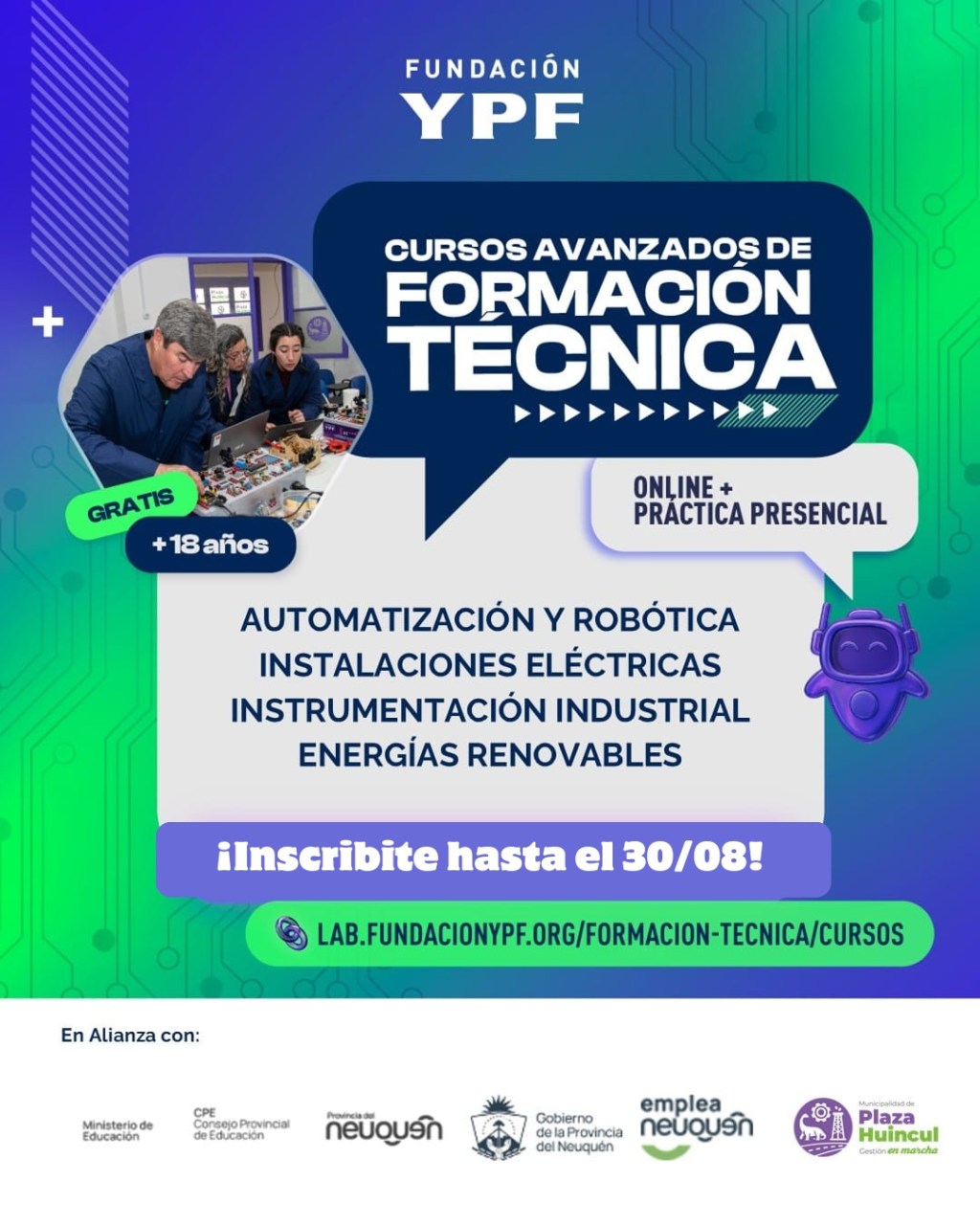 Nuevos cursos de formación técnica en Plaza Huincul