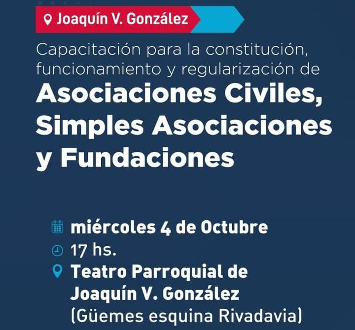 Personería Jurídica brindará una capacitación en Joaquín V. González