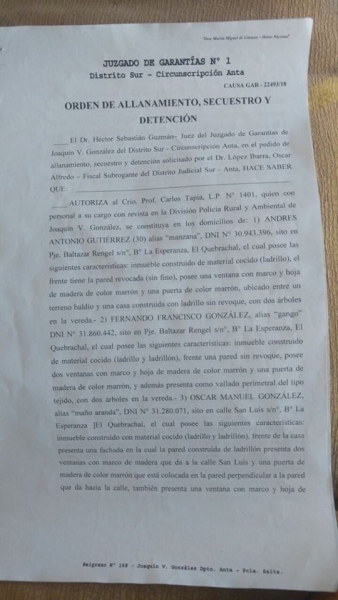 JUSTICIA EN ANTA : "OCULTAN AL HIJO DE SANDEZ EN LA NOTICIA"