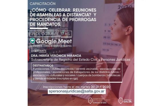 Personas Jurídicas brindará una capacitación virtual para entidades civiles