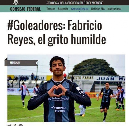 FABRICIO REYES DISTINGUIDO EN EL SITIO DE LA AFA.