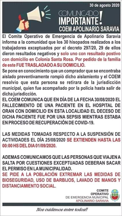 Primer muerte por Covid-19 en ANTA fue una persona mayor de Ap. Saravia.