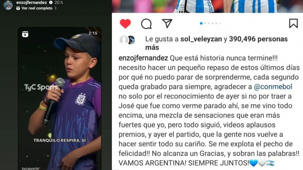 Enzo Fernández le dedicó un tierno mensaje a José, el nene Salteño que lo hizo emocionar