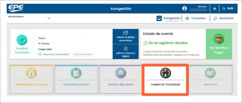 La EPE habilitó el cambio de titularidad del servicio eléctrico
