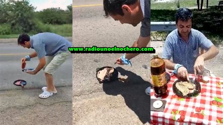 Sgo. del Estero fue un horno, un vecino cocinó unos bifes en el asfalto