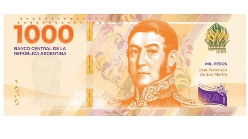Comenzó a circular el nuevo billete de $1.000 con la imagen de San Martín