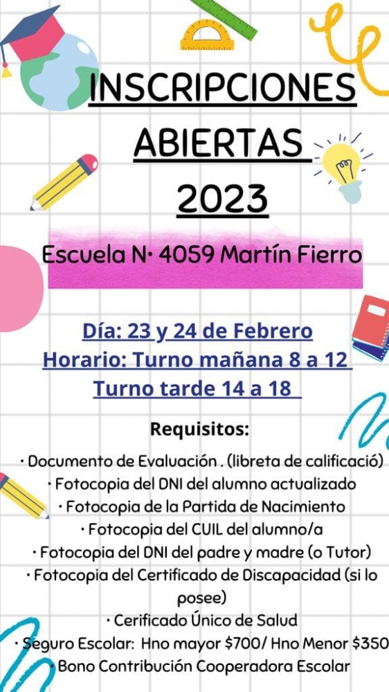 INSCRIPCIONES ABIERTAS EN LA MARTÍN FIERRO