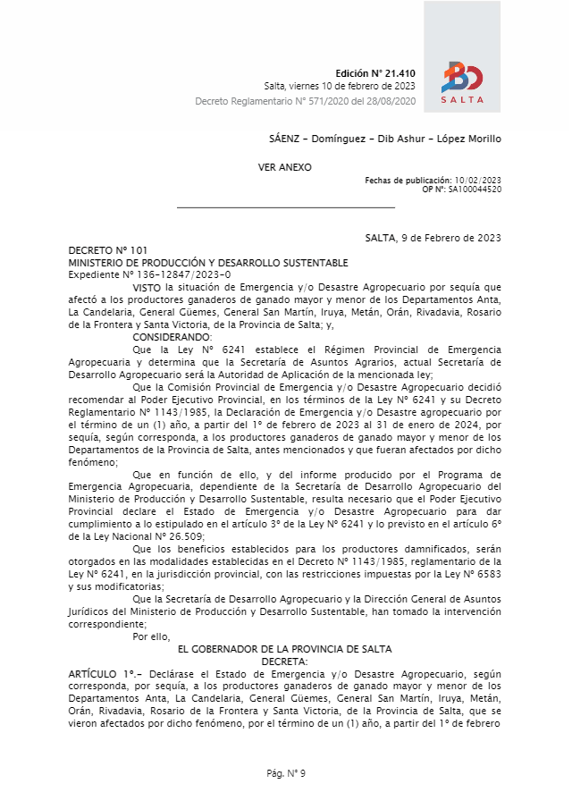 En Salta declaran la Emergencia Agropecuaria