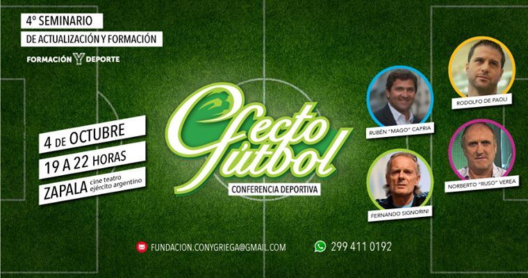 El ‘Mago’ Capria, Fernando Signorini y el ‘Ruso’ Verea llegan a Zapala para participar de ‘Efecto Fútbol’