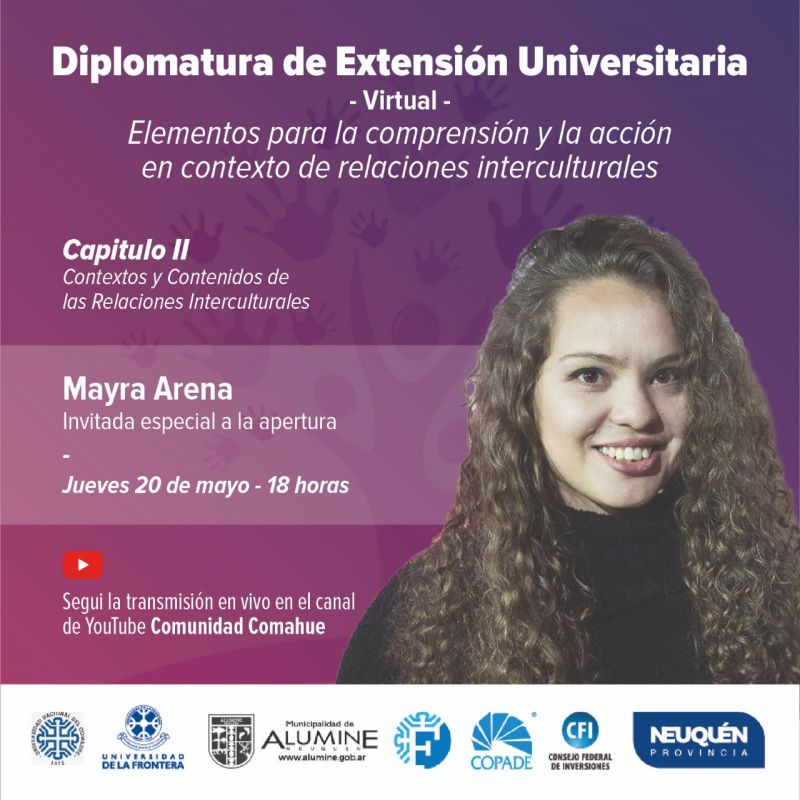 Mayra Arena participará en la diplomatura en Interculturalidad de la Universidad del Comahue