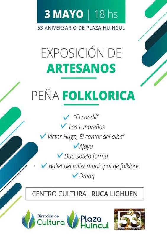 EXPOSICIÓN DE ARTESANOS Y PEÑA FOLCLÓRICA 53° ANIVERSARIO DE PLAZA HUINCUL.