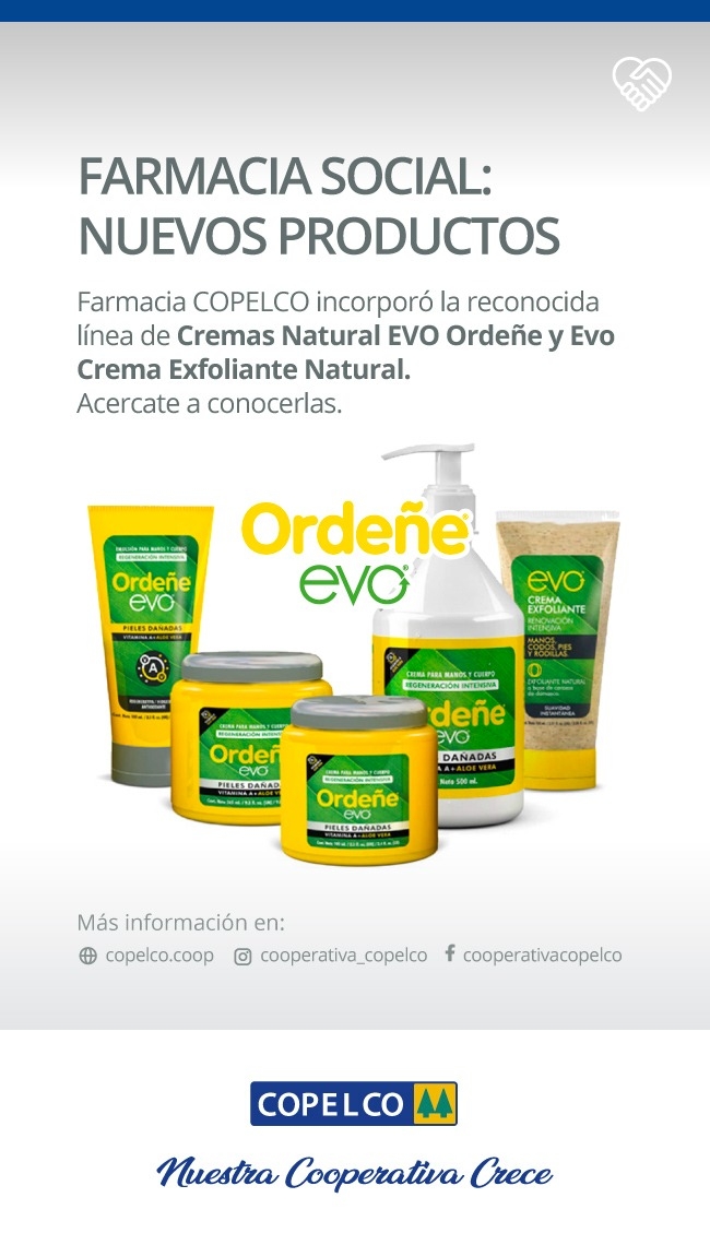 Farmacia COPELCO incorporó las líneas de crema Natural EVO Ordeñe y Evo Crema Exfoliante Natural