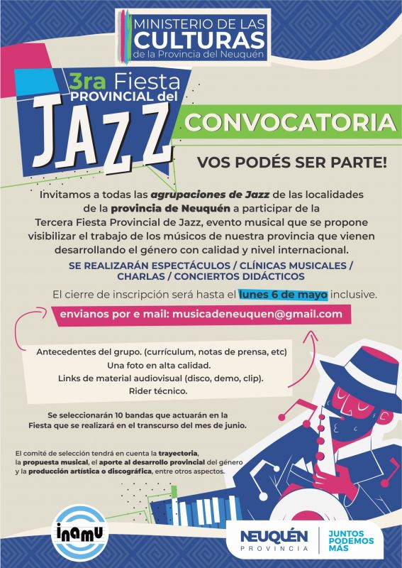 Convocatoria para participar del Tercera Fiesta Provincial de Jazz